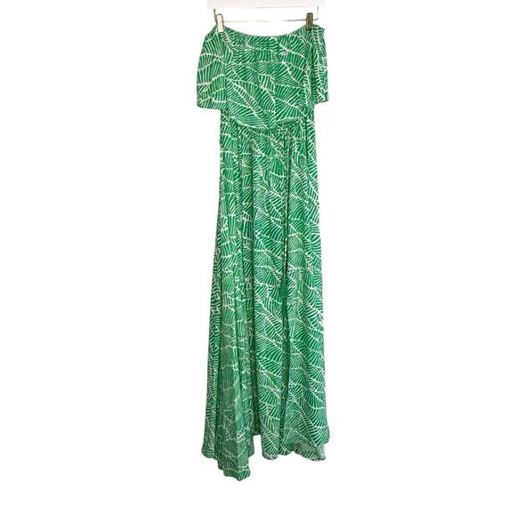 NWT LAVENDER J Green tropical maxi dress size large - Picture 6 of 6